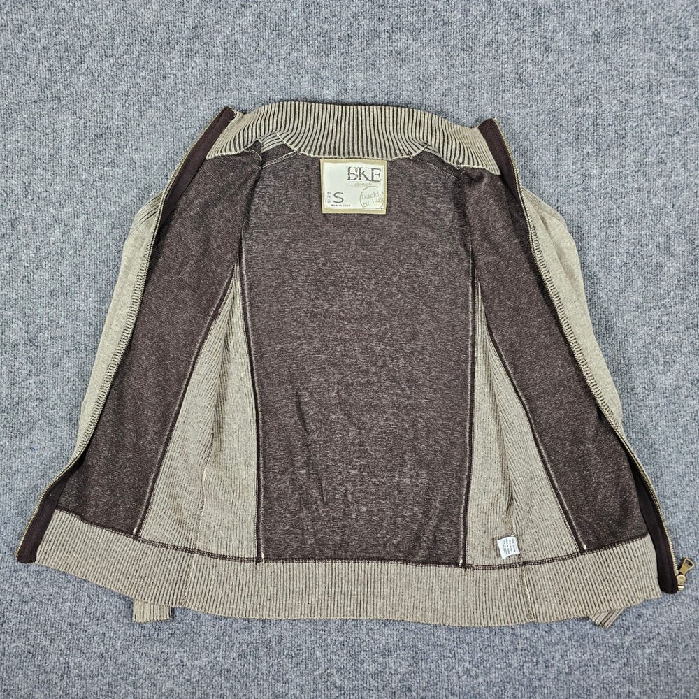 BKE Athletic Fit Full Zip Cardigan Sweater Womens Size S Beige Brown Knit - Picture 4 of 6